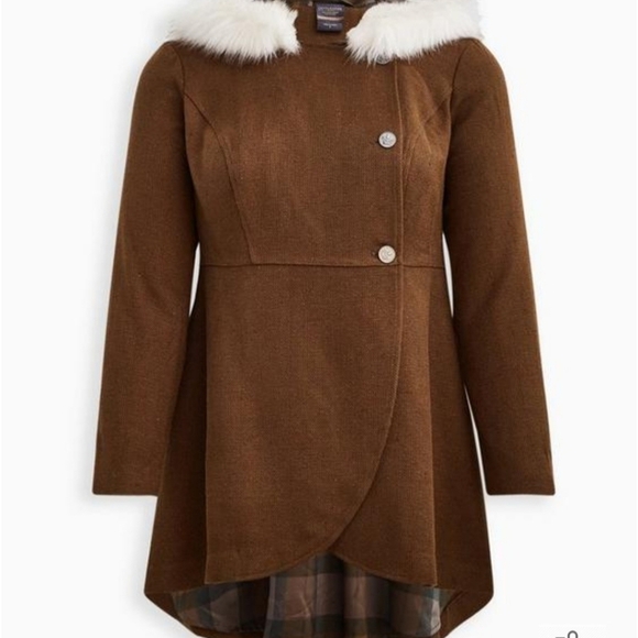 Torrid Outlander Coat Fur Tweed Riding Coat Jacket 0 - Picture 6 of 15